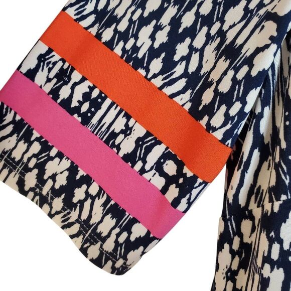 Eliza J Short Sleeve Abstract Navy and White Print Dress Color Block Pink Size 8 - Picture 11 of 14